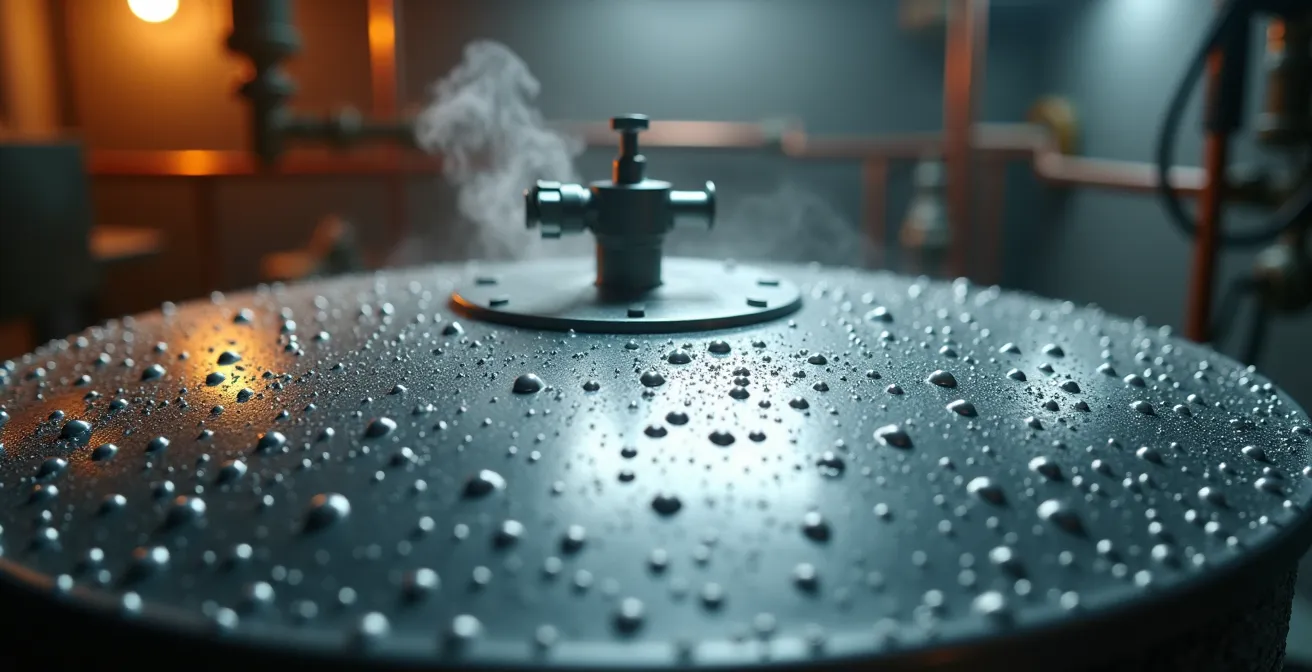 Bollitore per accumulo termico installato in un locale tecnico di appartamento