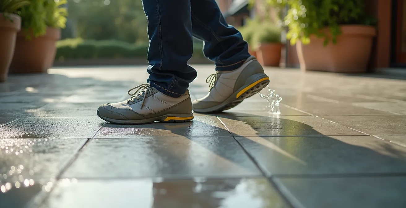 Test di certificazione antiscivolo R11 su pavimento esterno in gres