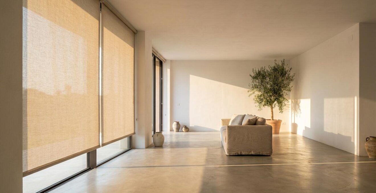 Finestra con tende filtranti moderne che massimizzano l'ingresso di luce naturale