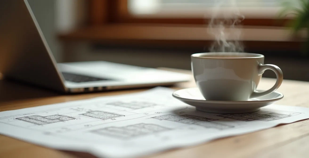 Scrivania con documenti per pratica ENEA e computer portatile in ambiente domestico italiano