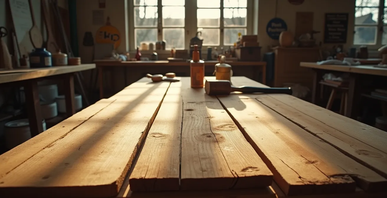 Vista ravvicinata di superficie in legno trattato con tecnica di invecchiamento per stile industriale